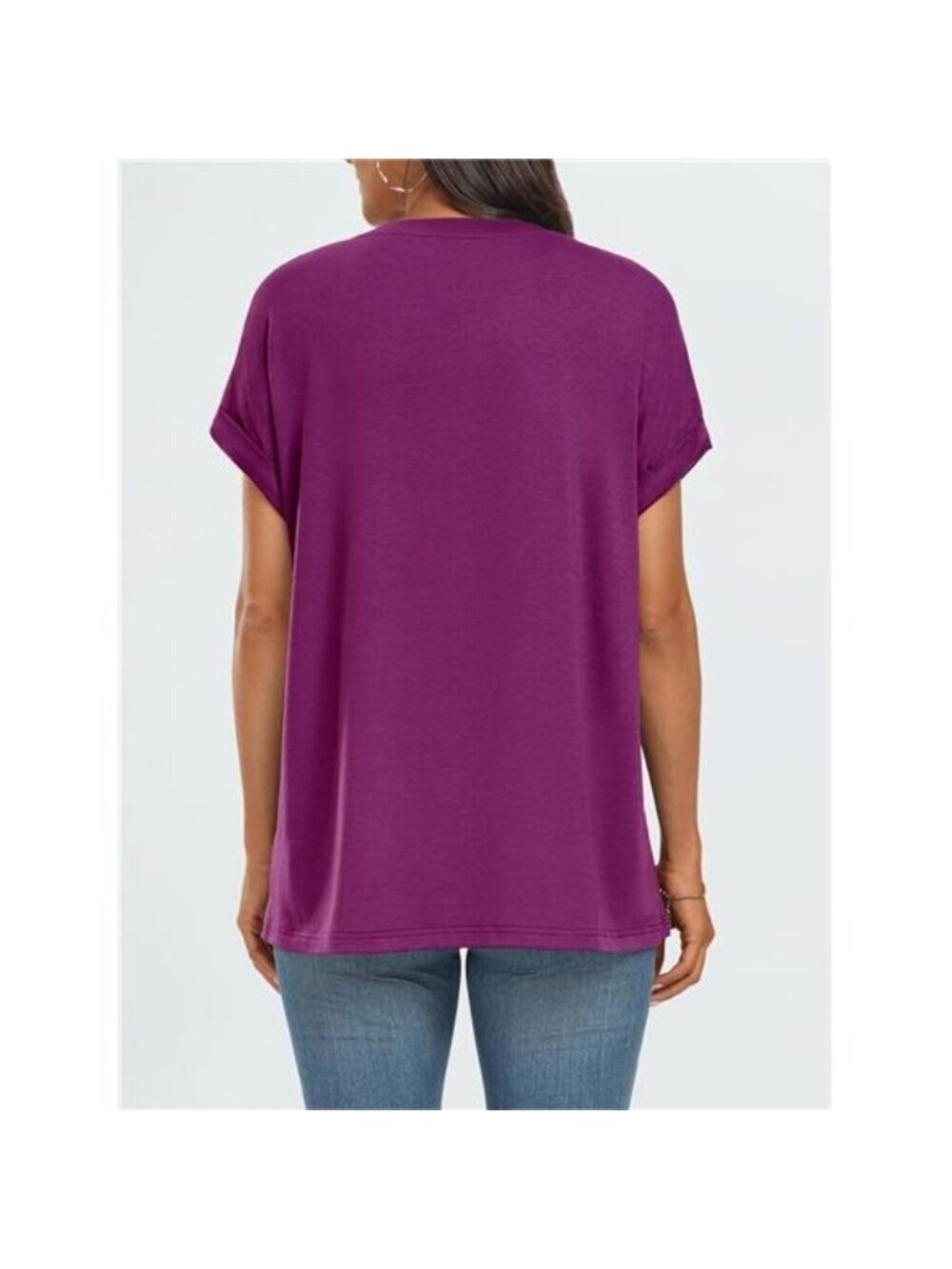 Womens Summer Tops Outfits Spring Casual Dressy T Shirts Workout Purple - Picture 5 of 6